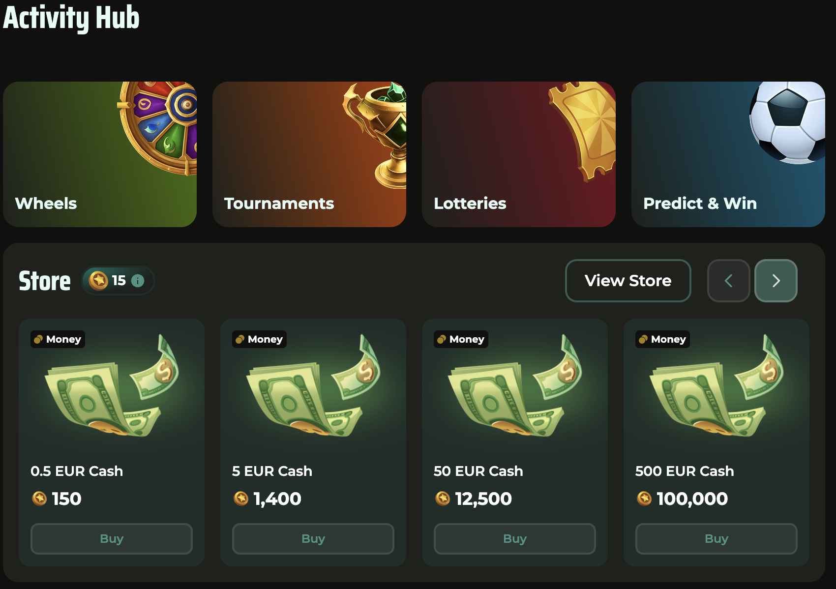 Screenshot of Bonus Shop